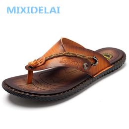 Mixidelai Men Sandals Chaussures d'été Brage de plage tongs décontractés baskets en cuir Swippers Size38 240409