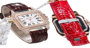 MIXIOU2021 Crystal Diamond Square Smart Womens Watch kleurrijke lederen band Quartz Ladies horloges direct S5307965