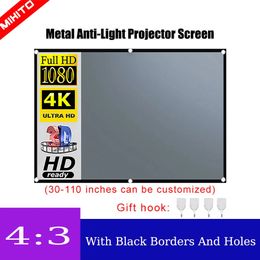 Mixito 4 3 Curtain antilight de projecteur 50 60 72 84 92 100 110Inches 3d HD Portable Projection Screen With Holes Outdoor Indoor 240430