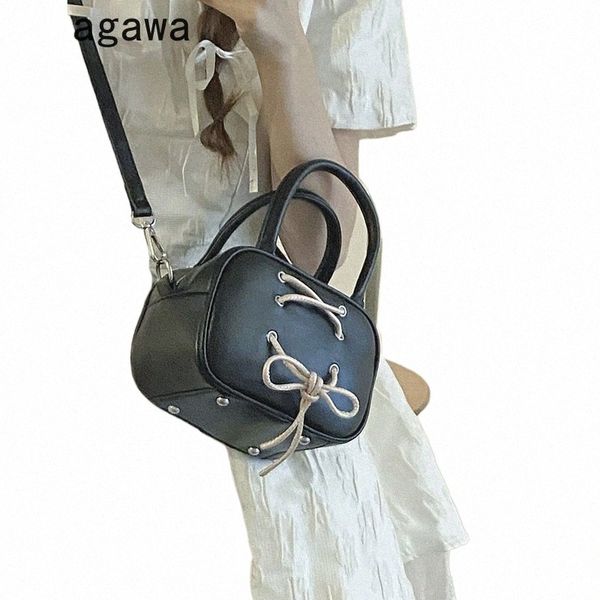 Miyagawa Corée Chic Chic Sweet Girls Sac haut de main Fi Cross Bow Bandage Mini sac à main 2024 Nouveau sac à bandoulière Causal Bag 318m # #