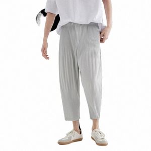 Miyake geplooide man broek Japanse streetwear 2023 Casual flodderige broek voor mannen fi ademende low-crotch vintage kleding h6ck#