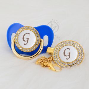 Miyocar Beautiful Bling Pacifier en Pacifier Clip Set Name Initialen Letterg Unieke BPA Gratis Dummy Bling Uniek ontwerp LG-W