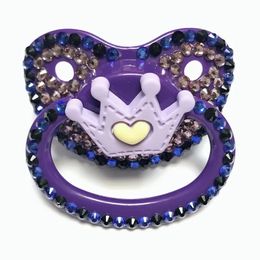 MIYOCAR belle main bling violet adulte sucette taille adulte mignon gemme sucette factice Silicone mamelon couronne sucette 240322