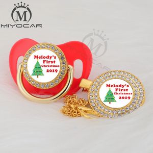 Miyocar Custom Elke test kerstgouden bling fopspeen en fopspeen clip zwarte bpa gratis dummy bling uniek ontwerp p-ams