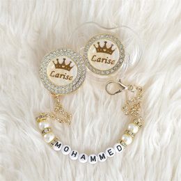 MIYOCAR nombre personalizado bling chupete dorado y clip para chupete libre de BPA dummy bling regalo único baby shower 231229