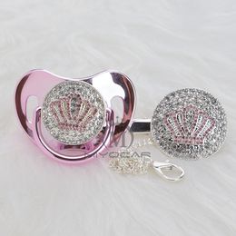 Miyocar Gold Mooie Gold Bling Pink Crown Fopspeen en Fopspeen Clip Set BPA Gratis Dummy Bling Unique Design APCB-1 210226