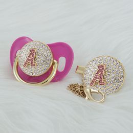 Miyocar Gold Metallic Red 3d Initials Lettre une sucette bling et une sucette clip bpa bling bling gratuit cadeau unique à bébé