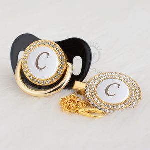 Miyocar gouden zilvernaam initialen letter c mooie bling fopspeen en fopspeen clip set bpa gratis dummy bling elegant lc-w