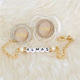 MIYOCAR personalized any name bling pacifier and pacifier clip BPA free dummy bling unique gift baby shower 231229