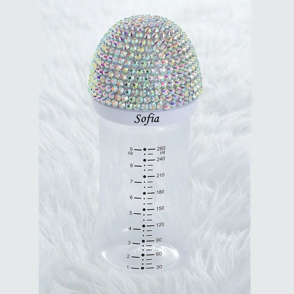 MIYOCAR personnalisé n'importe quel nom peut faire un joli biberon bling 260 ml en plastique sans BPA de nombreuses couleurs choisir un cadeau de baby shower 240322