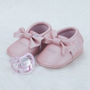 MIYOCAR personalizado cualquier nombre oro rosa bling chupete y zapatos de bebé primer andador estilo lujoso diseño único LJ201104