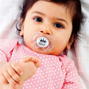 Miyocar gepersonaliseerd elke naam prinses transparante orthodontische pacifier dummy bpa gratis uniek cadeau voor pasgeboren baby shower l2405