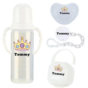 MIYOCAR gepersonaliseerde babyfles fopspeen/clip/doos 4 stuks set BPA-vrij plastic 260 ml standaard hals zuigfles zuigfles 231230