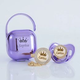 MIYOCAR personnalisé violet métallique bling sucette et clip sucette coffret sans BPA factice luxe couleur et design uniques 240322