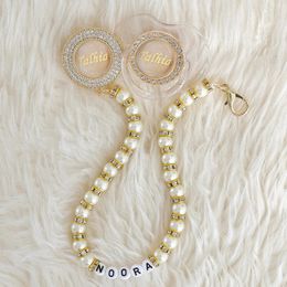 MIYOCAR nom personnalisé transparent perle bling sucette et attache-tétine sans BPA factice bling cadeau unique baby shower 231229