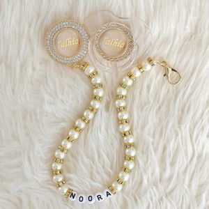 MIYOCAR nom personnalisé transparent perle bling sucette et attache-tétine sans BPA factice bling cadeau unique baby shower 240322