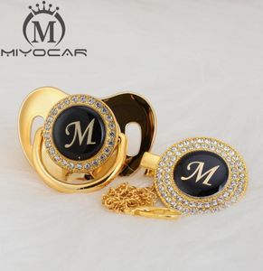 MIYOCAR nom de conception unique lettre initiale M belle sucette et attache-sucette bling BPA factice bling conception unique LM9450209