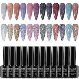 Mizhse 6/8/12pcs Gel Polon de vernis à ongles Ensemble de gel de paillettes réfléchissantes Savage de Gel UV / Gel LED Tous pour la manucure