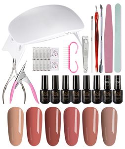 MIZHSE Manicure Gereedschap Kit 19PCSLot Pro Nail Art Tools Set 6W Natuur Led Lamp UV Nagel Droger Kits 6 Kleuren Gel DIY Design8408452