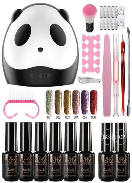 MIZHSE Kit de herramientas para manicura juego completo 36w lámpara UV secadora con 6 uds esmalte de uñas en Gel capa Base superior juego de manicura Polish9602274