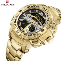 Mizums hommes analogique militaire Sport numérique montres à Quartz étanche marque de luxe homme montre-bracelet hommes Relogio Dourado Mascul281j