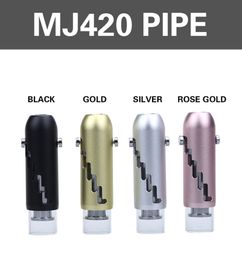 MJ420 Glass Blunt Dry Herb Tobacco Smoking Pipe stainless steel Metal Portable discreet Travel Pipe Easy clean detachable compact