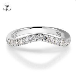 MJAJA Halve Ring Gebogen Wedding Band 925 Sterling Zilver 039ct Lab Diamanten Ringen voor Vrouwen D Kleur Sieraden 240113