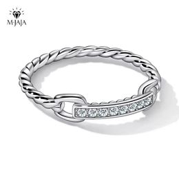 MJAJA Half Wedding Bands 925 Sterling Zilver 18 K Wit Vergulde D Kleur Diamond Twist Link Ring Sieraden 240119