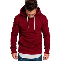 Mjartoria Heren Casual Effen Kleur Lange Mouwen Hoodie Sweatshirt Losse Slim Fit Zachte Gyms Jogger Fitness Buitensporten Tops