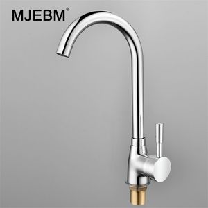 MJEBM robinets de cuisine mélangeur argenté mitigeur d'évier à trou 360 degrés 220401