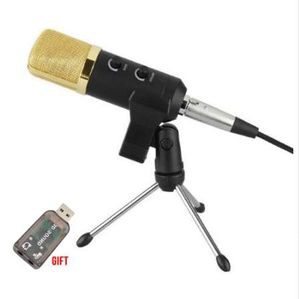 MK -F100TL Microphone filaire Condensateur USB Microphone d'enregistrement sonore avec support pour discuter Chanter Karaoké Ordinateur portable Skype