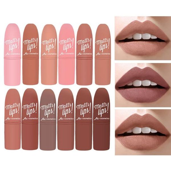 MK Lipsticks 12 Couleurs Nude Matte Lipsticks batom mate Sexy Lips Color Cosmetics Waterproof Long Lasting Lipgloss Lip Tint Makeup
