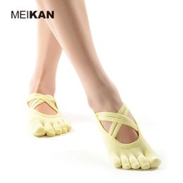 MK1725 MEIKANG marque femmes Yoga orteil chaussettes anti-dérapant haute qualité sans orteil et 5 doigts antidérapant danse Pilates Ballet Yoga Meias 240220