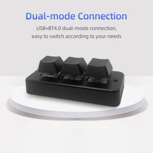 MK321BT 3-Key MINI Aangepast toetsenbord met mechanische blauwe schakelaar USBBT Dual-Mode Connection voor Office Game Multimedia 240514