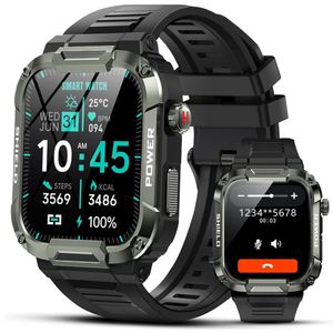 MK66 Robuuste Militaire Smart Horloge Mannen 400mh Grote Batterij Hartslag Monitoring 1.85 ''Bluetooth Oproep Smartwatch