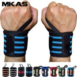 MKAS 1PAIR Pols Wrap Gewicht Lifting Gym Cross Training Fitness Gevarde duim Brace Strap Power Hand Handondersteuning Bar Polsband 220812