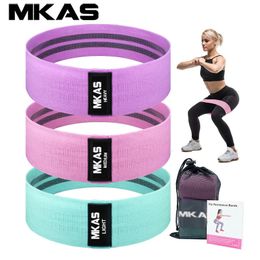 MKAS 3PCS Fitness Bandle de caoutchouc Bands de résistance de yoga élastique Set Hip Circle Expander Bands Gym Fitness Booty Band Home Workout 240419