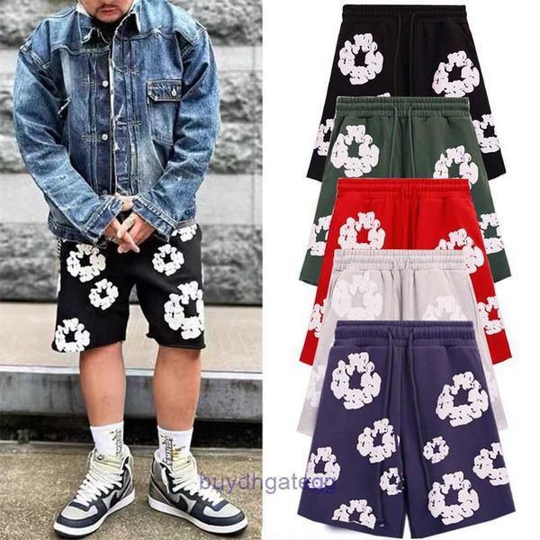 MKB1 Designer Denimtear's Hommes et Femmes Mode Vêtements d'été Survêtements Main Line Coton Shorts Mousse Imprimé Européen Américain High Street Lâche Casual Capris