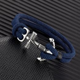MKENDN Waterdichte ankerarmbanden mannen Double Strand Nautical Survival Rope armband voor vrouwen roestvrijstalen marine sport buckle 240515