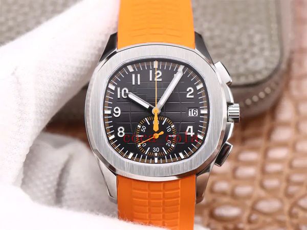 TOPQuality ZF Maker Watch 40mm Aquanaut 5968 5968A-001 904L Acier Orange Cal.CH 28-520 C Mouvement Transparent Mécanique Automatique Montres-bracelets pour hommes