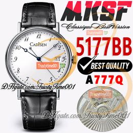 MKSF V3 5177BB A777Q AUTOMATIQUE MONTRE MONTRE 38MM BLANC NUMÉRO MARCHEURS SOLIDE 316L ACTE