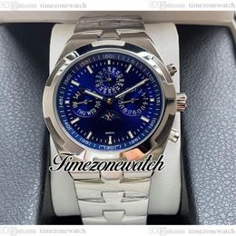 MLF Overseas Perpetual Calendar 4300V 120G-B945 Montre automatique pour homme A2813 4300 Phase de lune Cadran bleu Bracelet en acier inoxydable No C264j