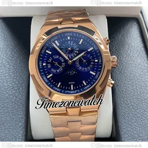 MLF Overseas eeuwigdurende kalender 4300V/120R-B509 automatisch herenhorloge 4300 maanfase blauwe wijzerplaat roségouden armband geen chronograaf nieuwe horloges Timezonewatch E167