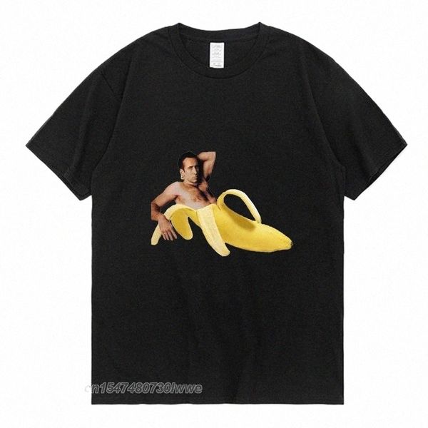 Mlg T-Shirt hommes femmes Nicolas Cage dans une banane Original jaune T-Shirt Cott Fun graphique imprimé t-shirts homme L534 #