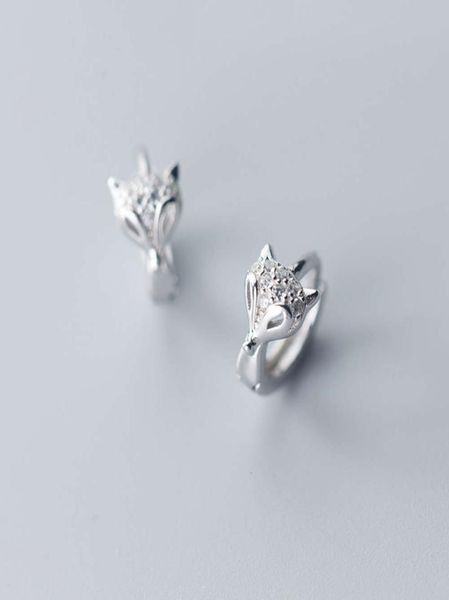 MLOVEACC 925 Boucles d'oreilles de cerceau Fox Animal en argent sterling pour femmes bijoux de mode de mariage 7289630