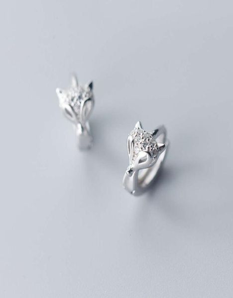 MLOVEACAC 925 Boucles d'oreilles de cerceau Fox Animal Silver Animal pour femmes bijoux de mode de mariage 4471692