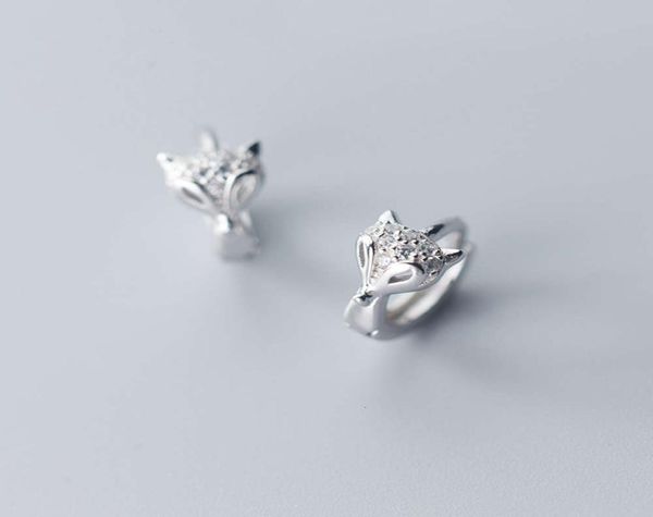 MLOVEACC 925 Boucles d'oreilles de cerceau Fox Animal Silver Animal pour femmes bijoux de mode de mariage 6812069