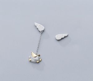 MloveAcc véritable 925 Sterling plume ailes de fée cochon volant boucles d'oreilles pour les femmes mode argent bijoux 5384137