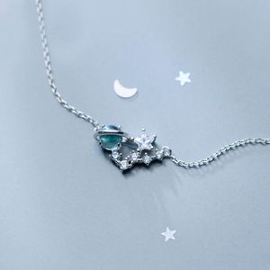 MloveACC Echte Sterling Sier Secret Planet Star Pendant kettingen voor vrouwenontwerpmerk Clear CZ Fashion Jewelry