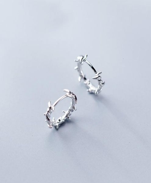 MloveAcc-pendientes de aro de Plata de Ley 925 pura, aretes de alambre de púas S925, regalo para mujeres, niñas y adolescentes, joyería B11738081